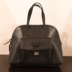 Smooth, Black 100% Italian Leather Handle Bag